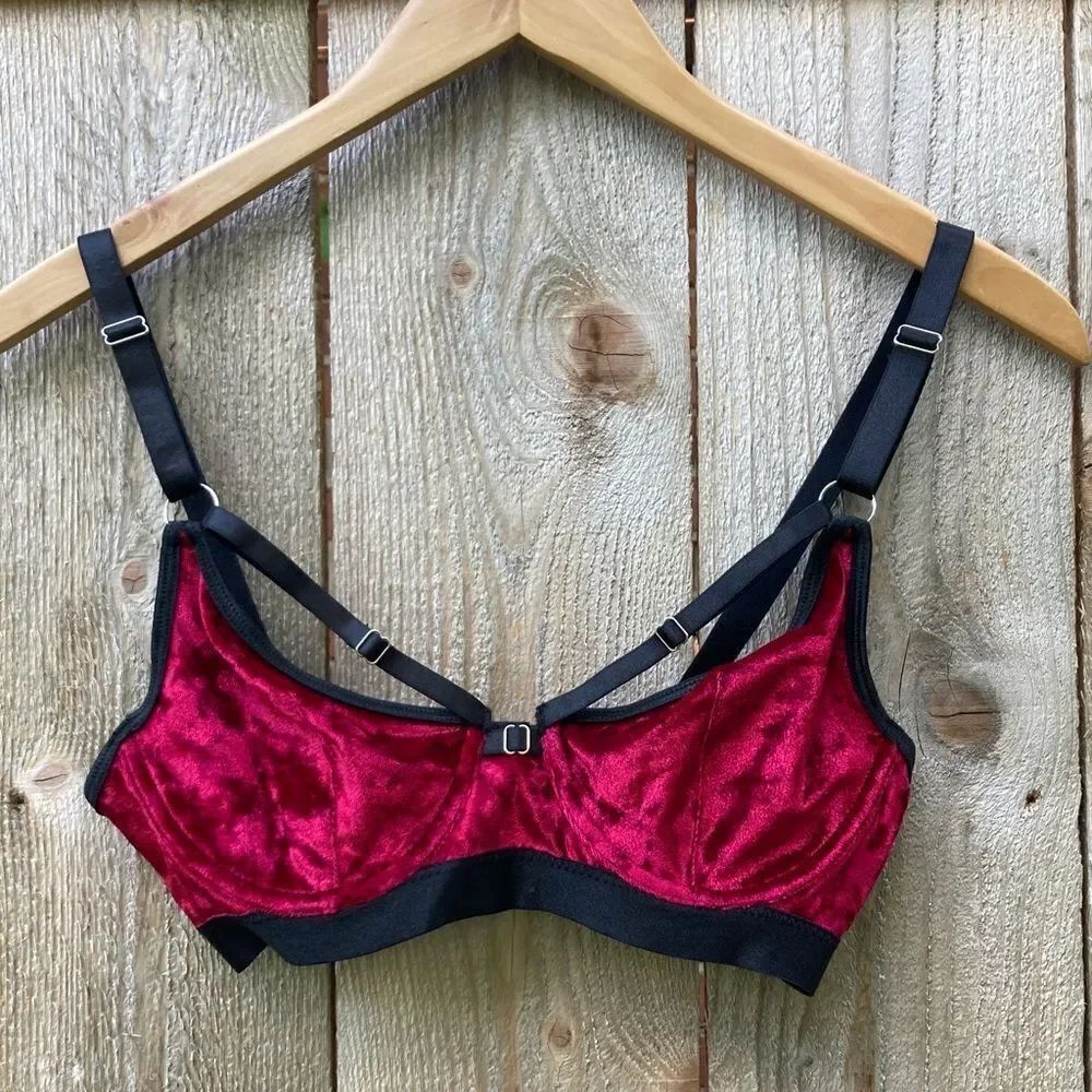 Velvet Bralette Christmas/holiday Cut-out Lingerie